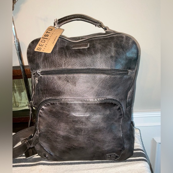 Bed Stu Handbags - NWT Bed Stu Unisex Leather Lafe Backpack Black Rustic Retail $425